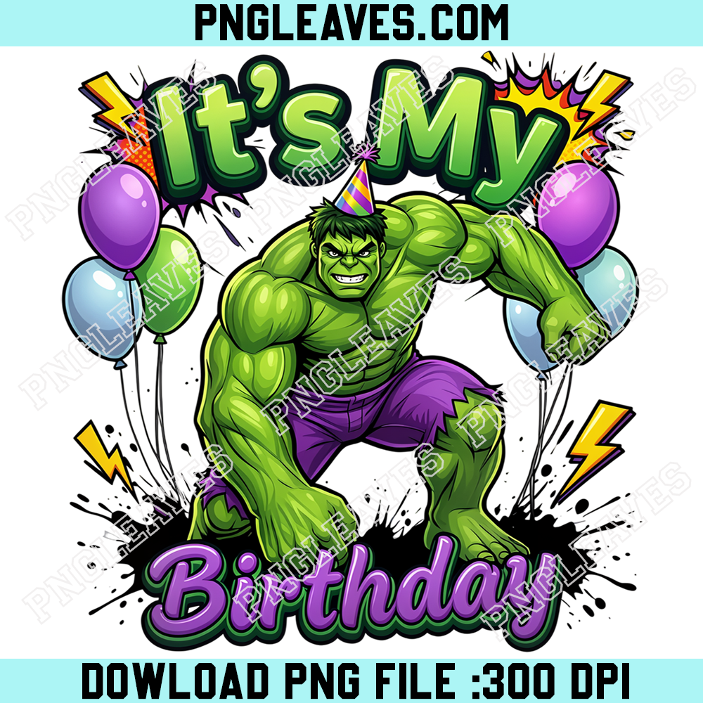 Hulk Birthday Party PNG, Green Superhero Balloons Celebration Design