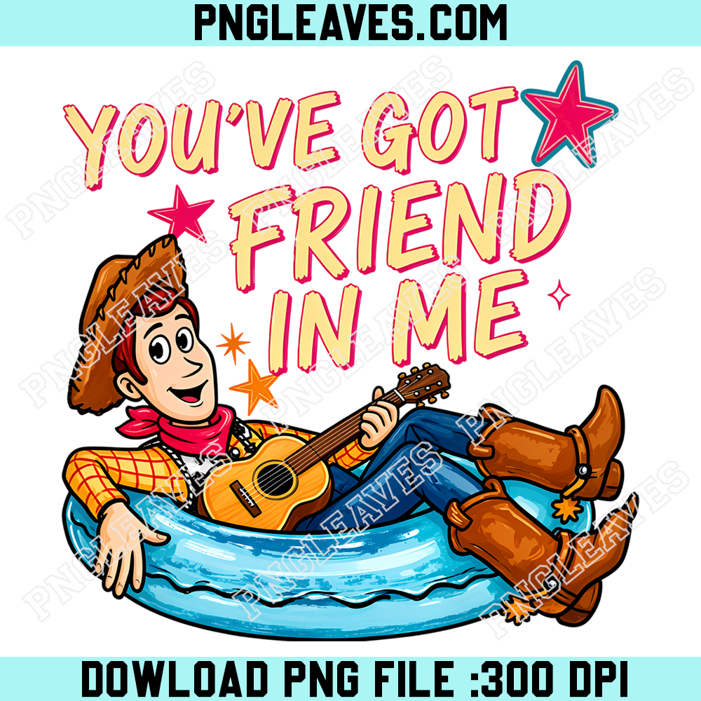 Toy Story Woody Friendship Quote PNG, Relaxing Cowboy Guitar Cartoon Clipart