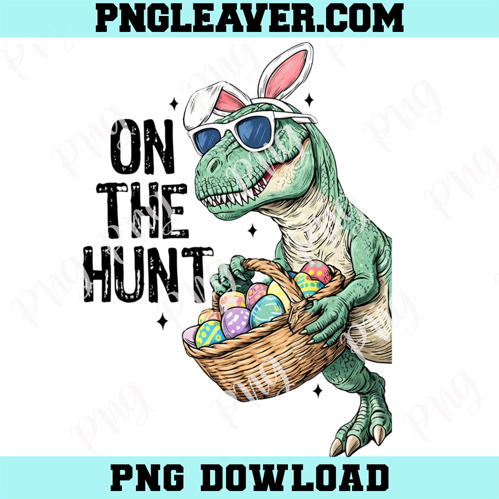 Dinosaur T Rex Easter Png, On The Hunt Png, Cute Easter Png, Easter Bunny Ears Png