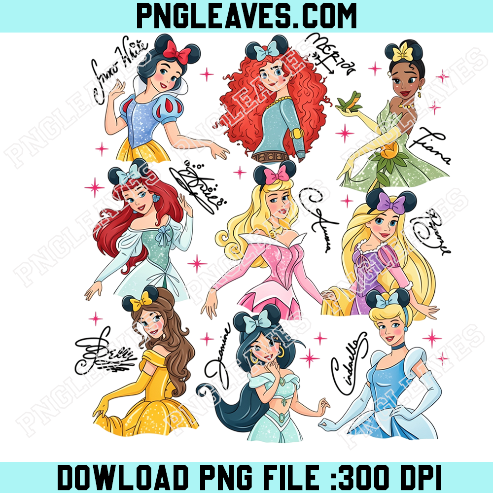 Disney Princess Mouse Ears Collection PNG, Fairytale Princess Girls Clipart PNG