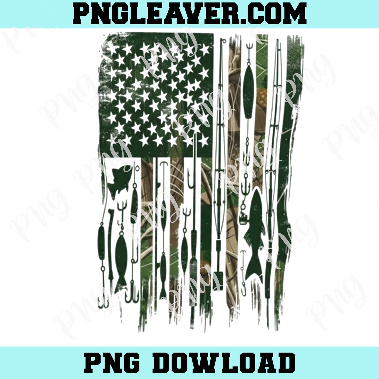 Distressed Fishing American Flag Png, American Flag Fish Png