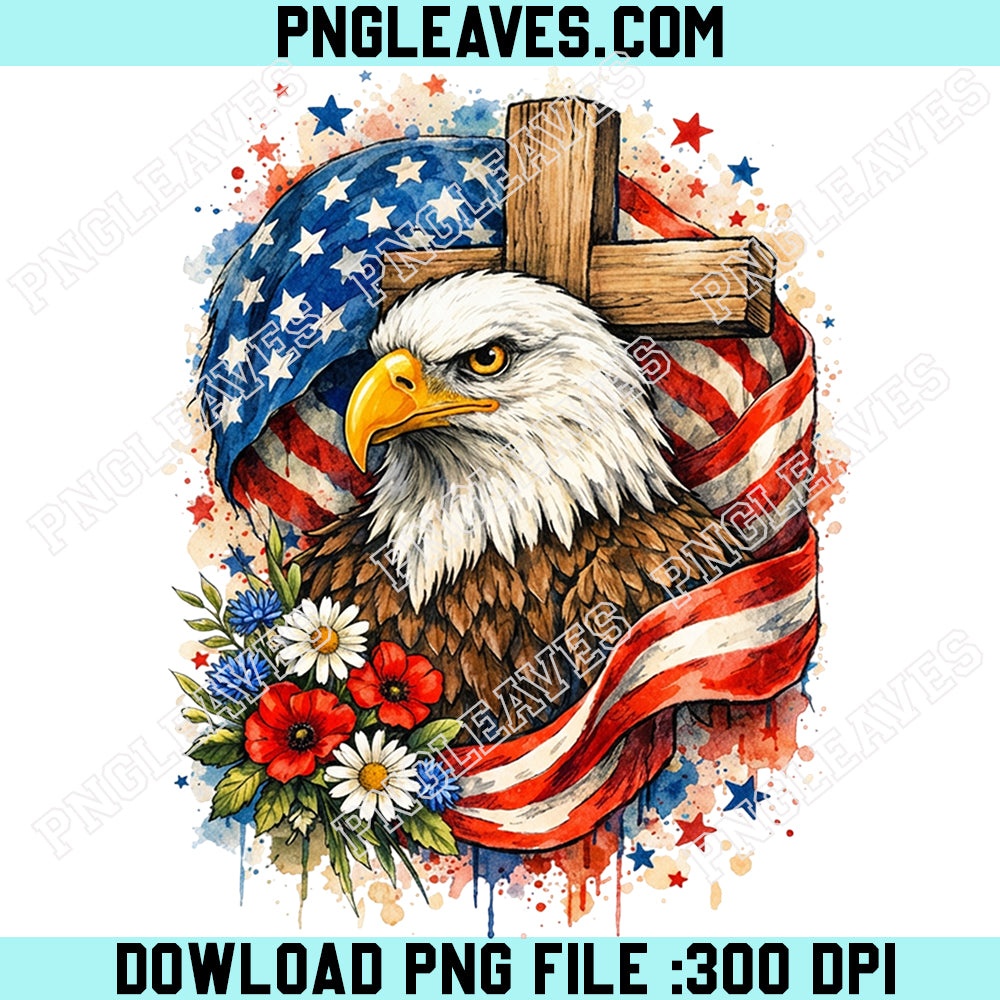 Patriotic Christian Cross 4th of July Png, Eagle Cross 4th of July Png, Faith Freedom 250 Year Png