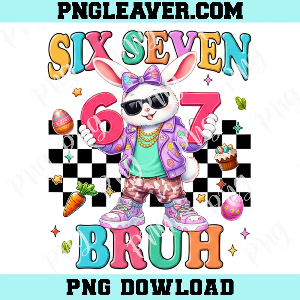 Bunny Gangster Easter Six Seven Bruh PNG, 67 Bunny Dabbing Png, Funny Kids Easter Png