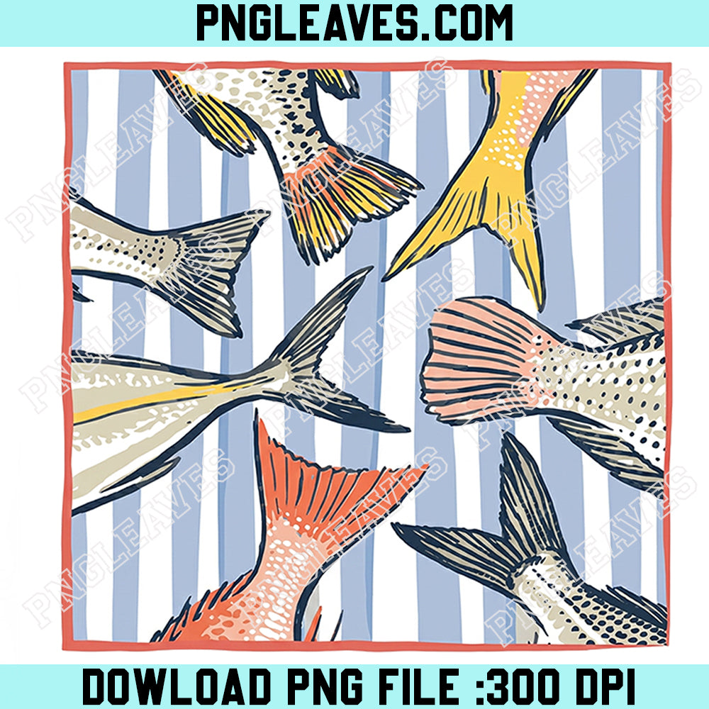 Fishing Vitage Png, Fish Tail Pattern PNG, Coastal Stripe Design Png