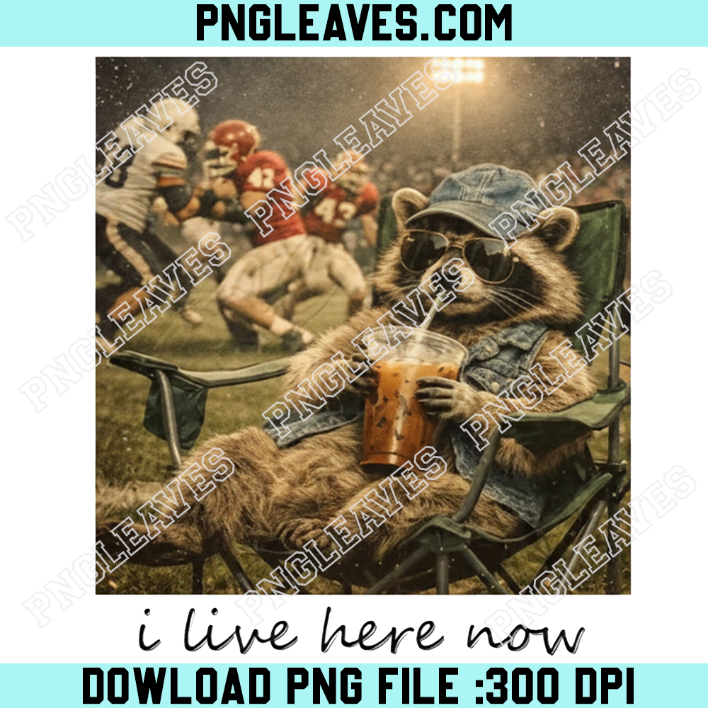 Funny Raccoon Football Vintage Sports Animal Png, Racoon Football Mom Png, Raccoon Drinking Iced Coffee Png