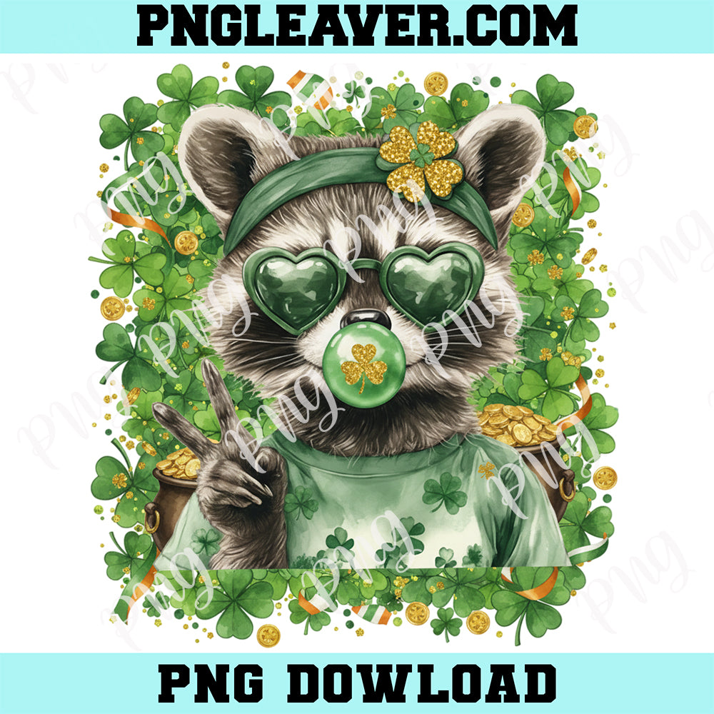 Funny Raccoon Hello St Patrick's Day Png, Retro St Patricks Day PNG