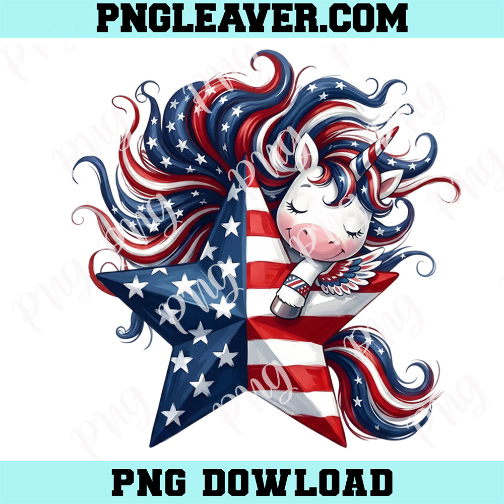 Whimsical Baby Unicorn Fly High Png, Cute USA Flag Independence Day Freedom Png