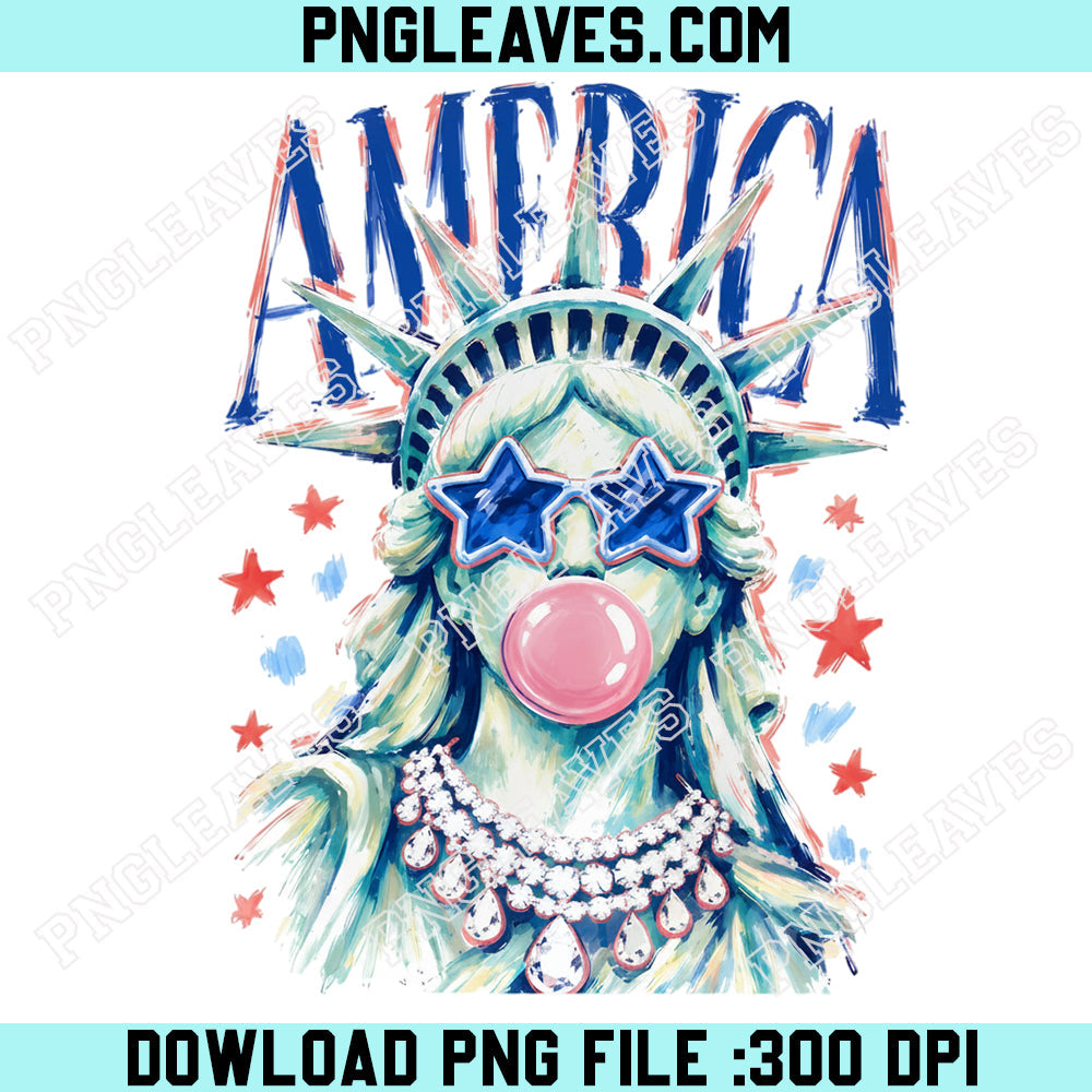 Liberty Blowing Bubble Png, Preppy Brushstroke Statue Png, USA Png, America 4th July Png