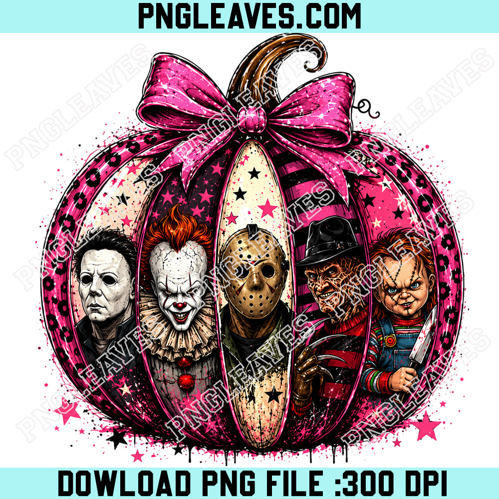 Pumpkin Horror Characters PNG, Retro Spooky Season Sublimation PNG, Scary Movies Halloween PNG