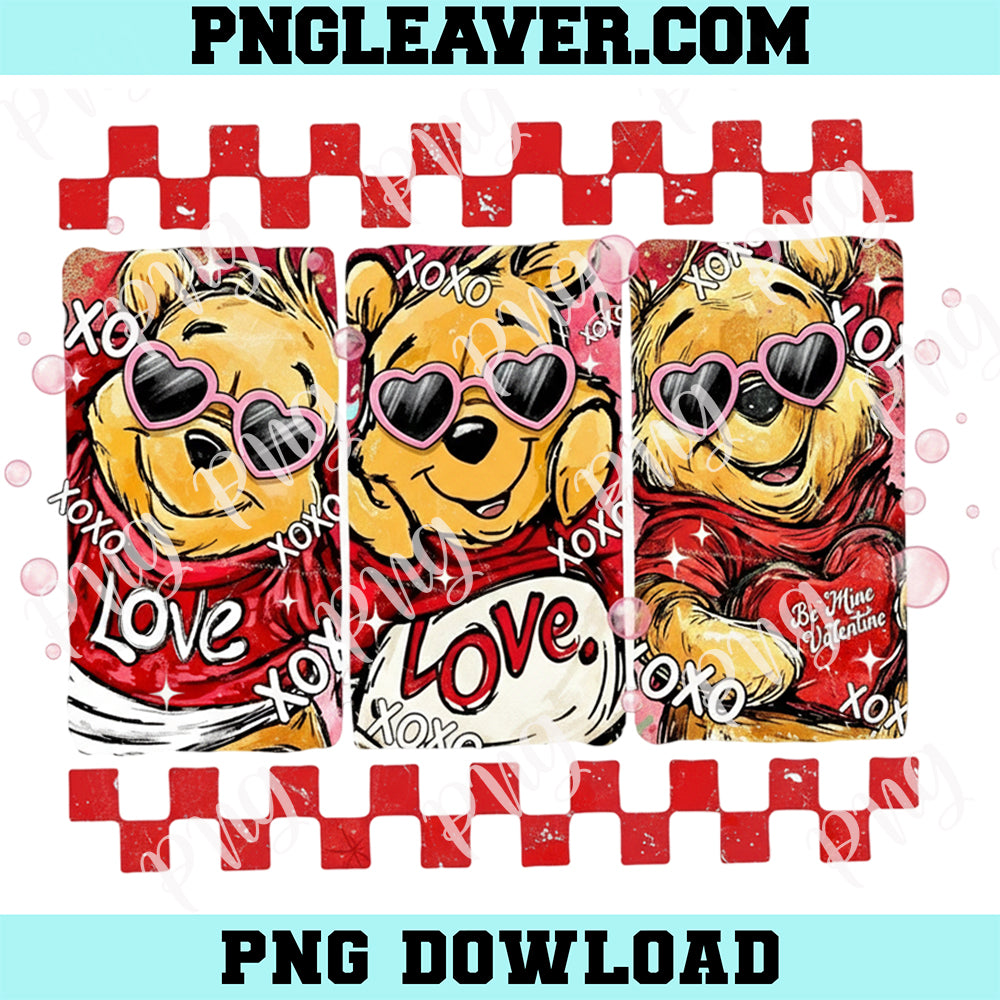 Bear Heart Cartoon Valentine Retro Png, Valentine Bear Design Png, Honey Coquette Png