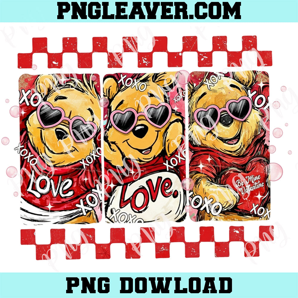 Bear Heart Cartoon Valentine Retro Png, Valentine Bear Design Png, Honey Coquette Png