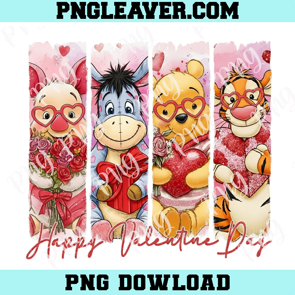 Happy Valentine Cartoon Characters Png, Pink Heart Valentine Cartoon Png, Valentine Bear Design Png