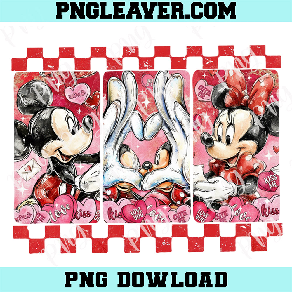 Pink Valentine Cartoon Couple Love Png, Mouse Couple Design Png