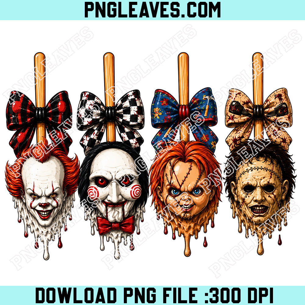 Horror Candy Apple Melt PNG, Spooky Season Dripping Fall Character Design PNG