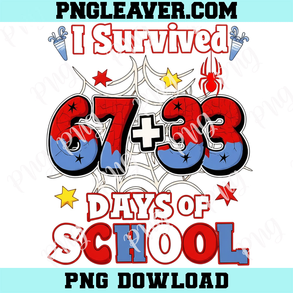 Spiderman I Survived 100 Days Of School Png, 67 33 Days of school Png