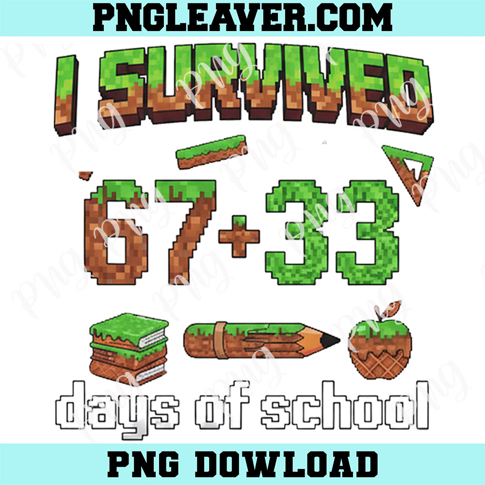 Funny Gamer 67 33 Png, I Survived 67 Days of School Video Game Boys Kids Png, 100th Day Of School Gaming Png