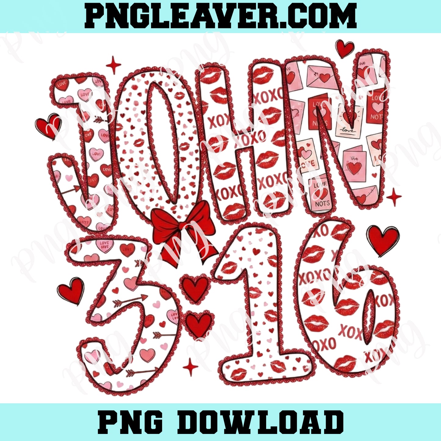 John 3 16 Preppy Valentine Png, Loved Valentine Png, Christian Valentine Png