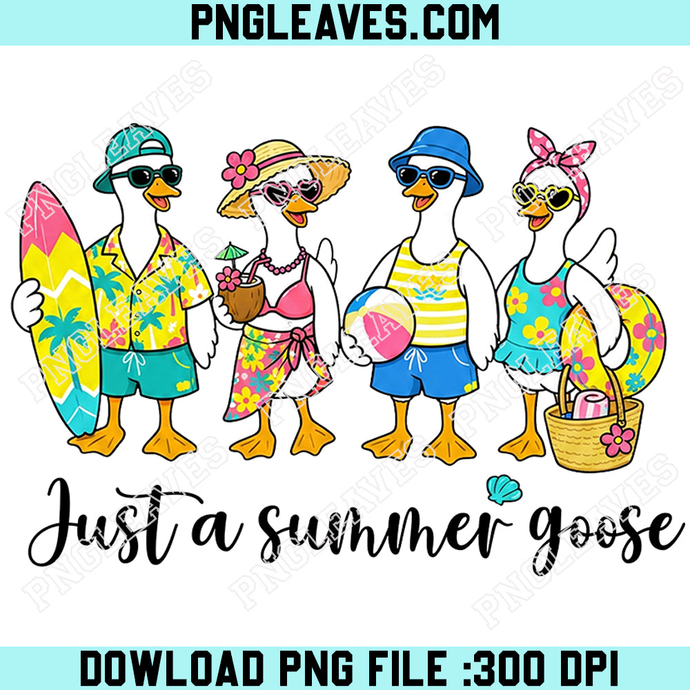 Retro Beach Vibes Goose Png, Just A Silly Goose Summer PNG, Funny Goose PNG