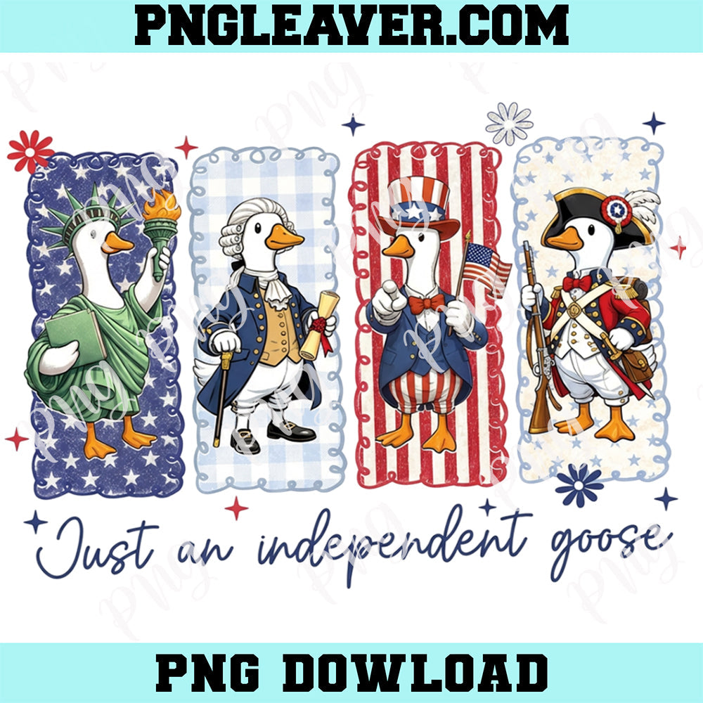 USA Flag Goose Cute Png, Just An Independent Goose Png, Funny Patriotic Goose Png
