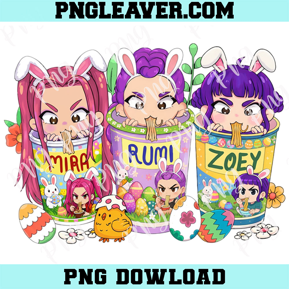 Kpop Easter Chibi Clipart Png, Demon Hunter Easter Png, Saja Girl Png, Saja Boy Png