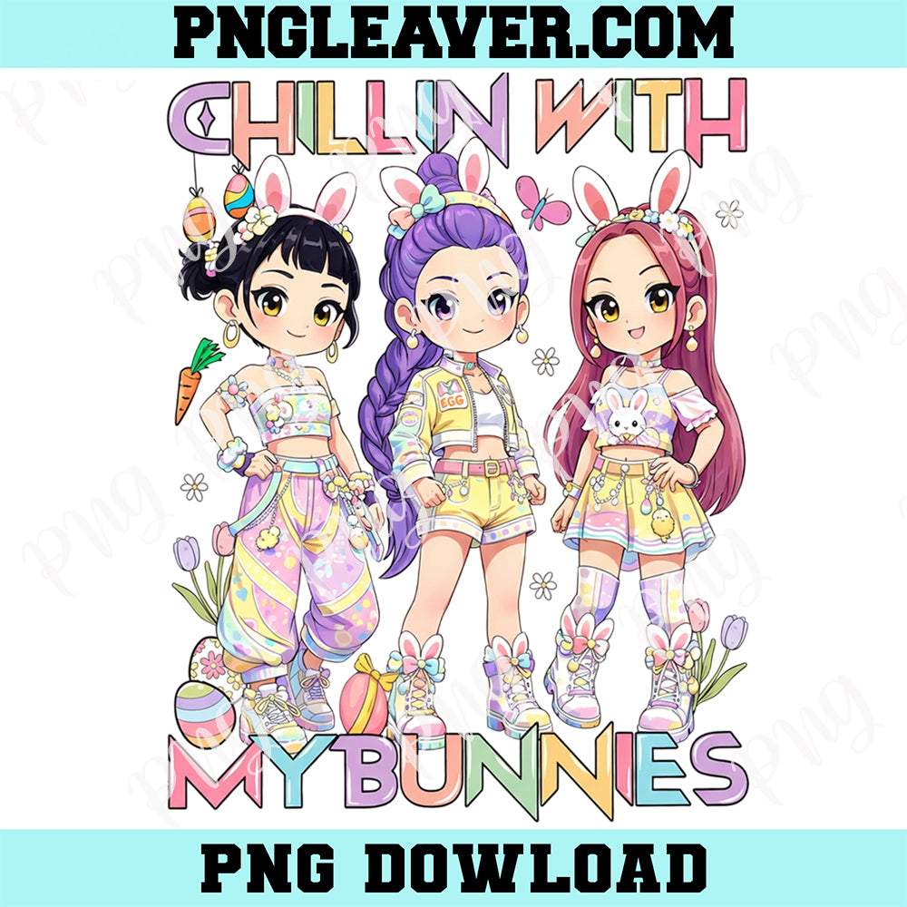 Baby Kpop Easter Chibi Easter Png, Demon Hunter Png, Saja Girl Bunny Png, Saja Boy Png
