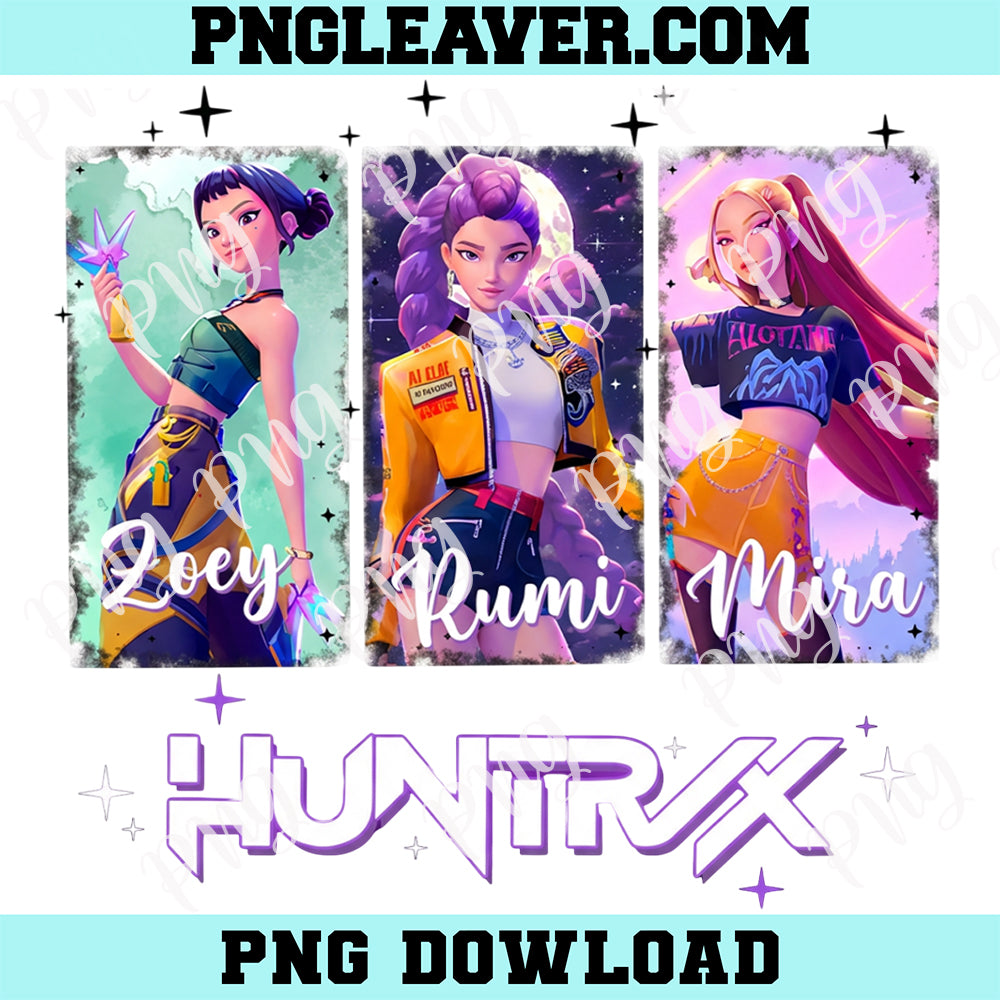 Anime Love Kpop Huntrix Retro Png, Kpop Demon Hunters Png, Saja Girls Png