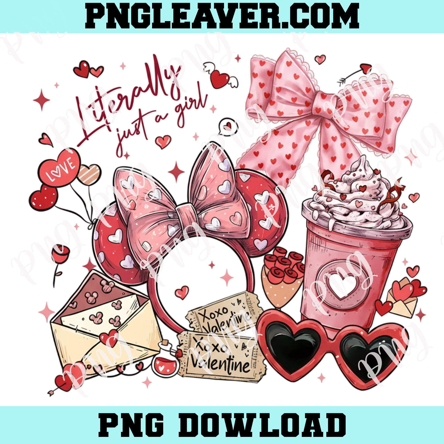 Literally Just A Girl Bow PNG, Valentine Mouse and Friends Png, Magical Heart Valentines PNG, Happy Valentine’s Day PNG