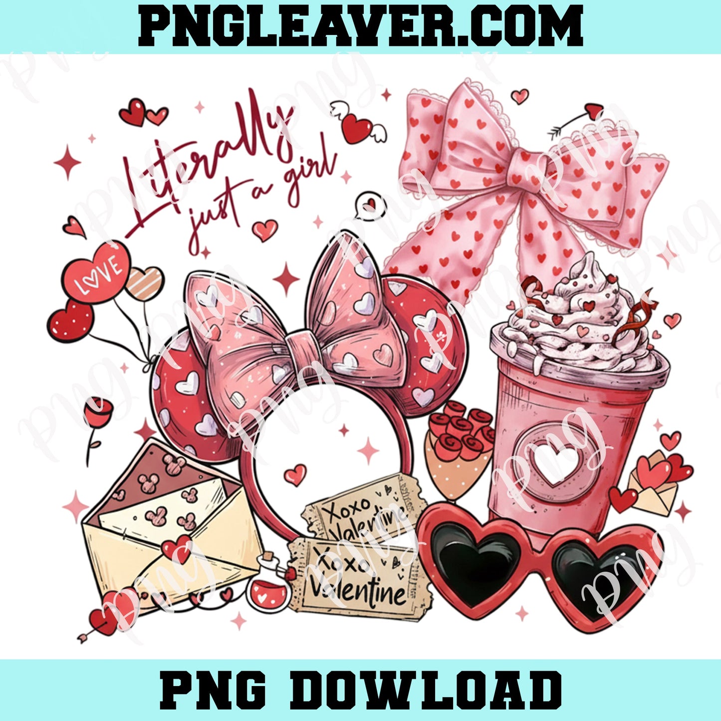 Literally Just A Girl Bow PNG, Valentine Mouse and Friends Png, Magical Heart Valentines PNG, Happy Valentine’s Day PNG