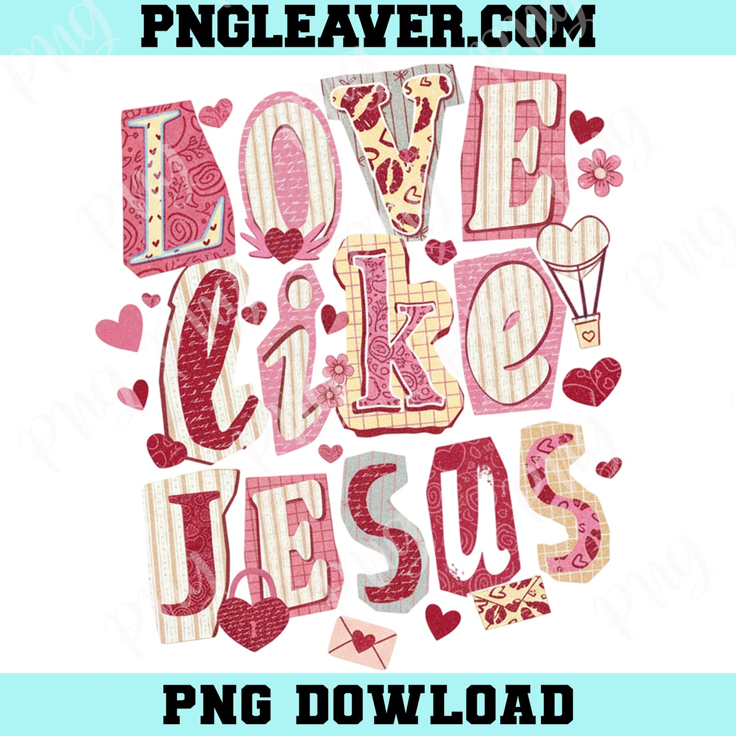 Love Like Jesus Retro Pink Png, Preppy Valentine Png, Valentine Png, Jesus Loves You Png