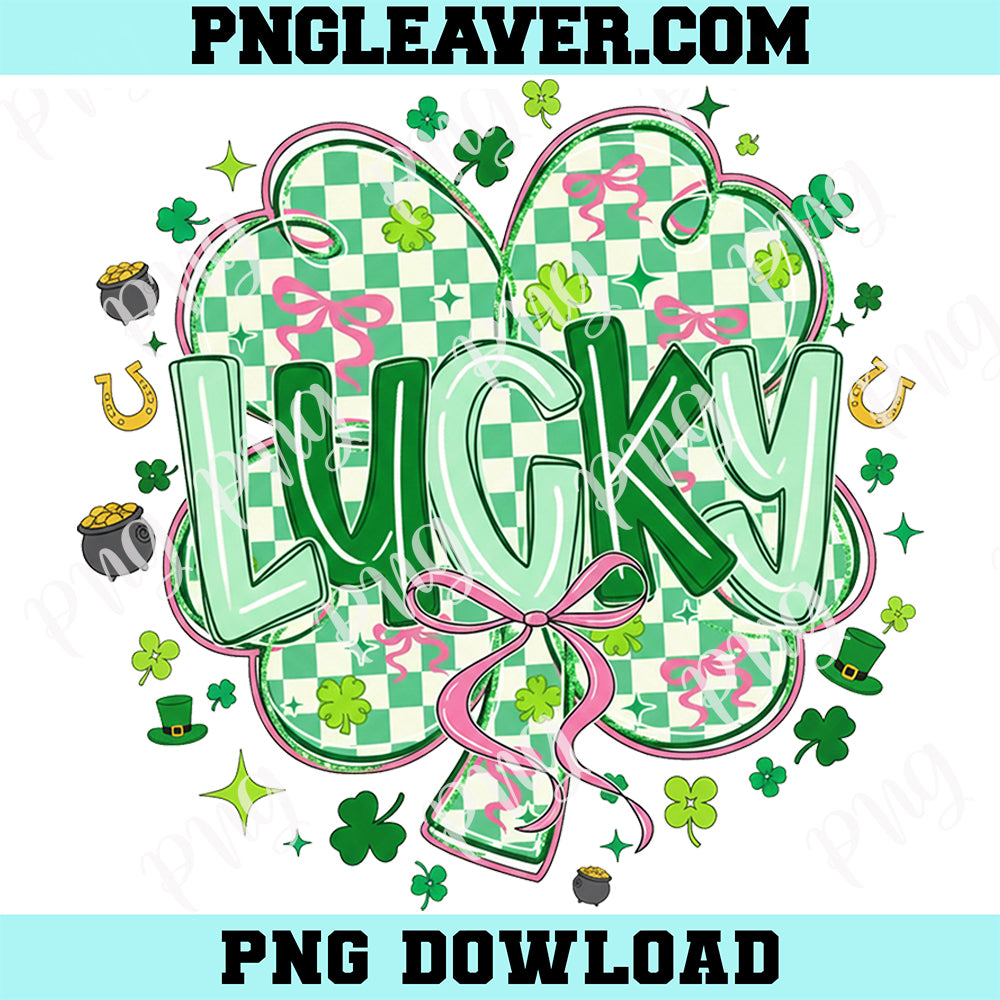 Lucky St Patrick's Day Coquette Caro Png, Lucky Shamrock Caro Png, Blessed Vibes Png