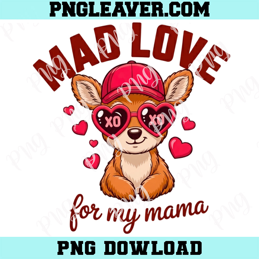 Deer Mad Love For My Mama PNG, Mama Valentine Shirt Design Png