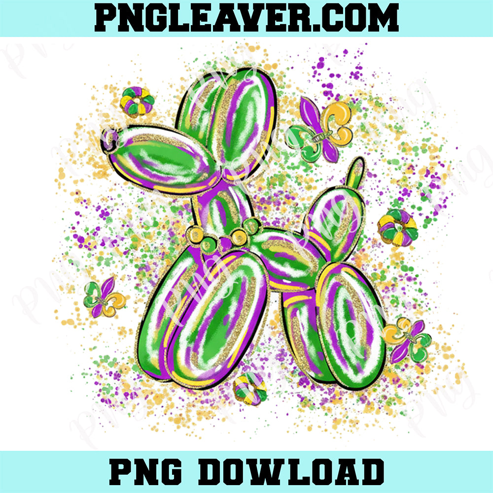 Mardi Gras Balloon Dog Brushstroke Png, Preppy Carnival Png, New Orleans Png, Parade Shirt Png