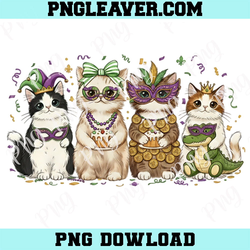 Mardi Gras Cats Fat Tuesday Carnival Kitten Png, Cute Mardi Gras Cats Png