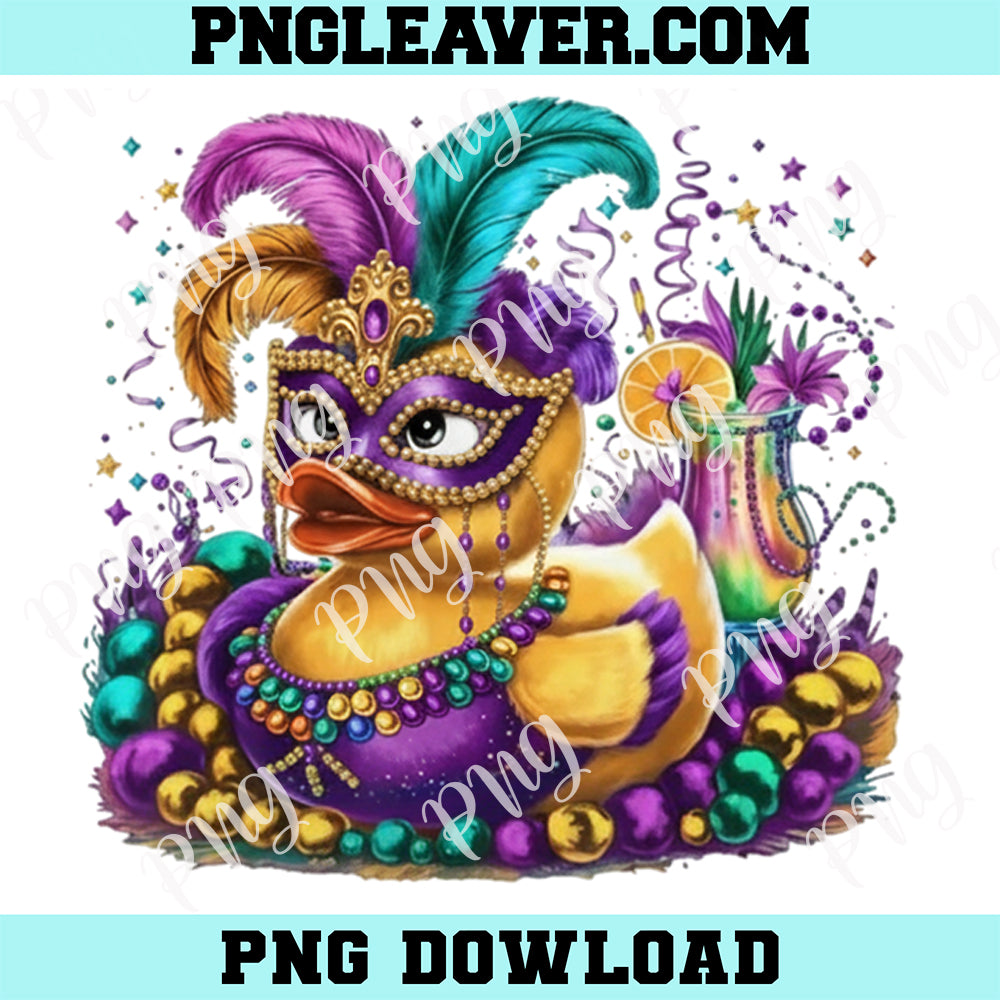 Mardi Gras Duck Costume PNG, Funny Carnival Parade Png
