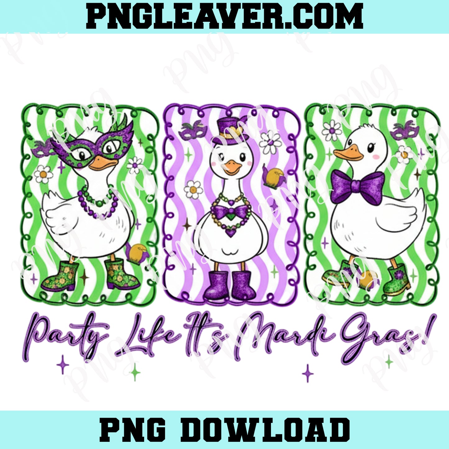 Mardi Gras Goose Coquette Bow Cute PNG, Fleur De Lis Png, Mardi Gras Party Png, King Cake Png