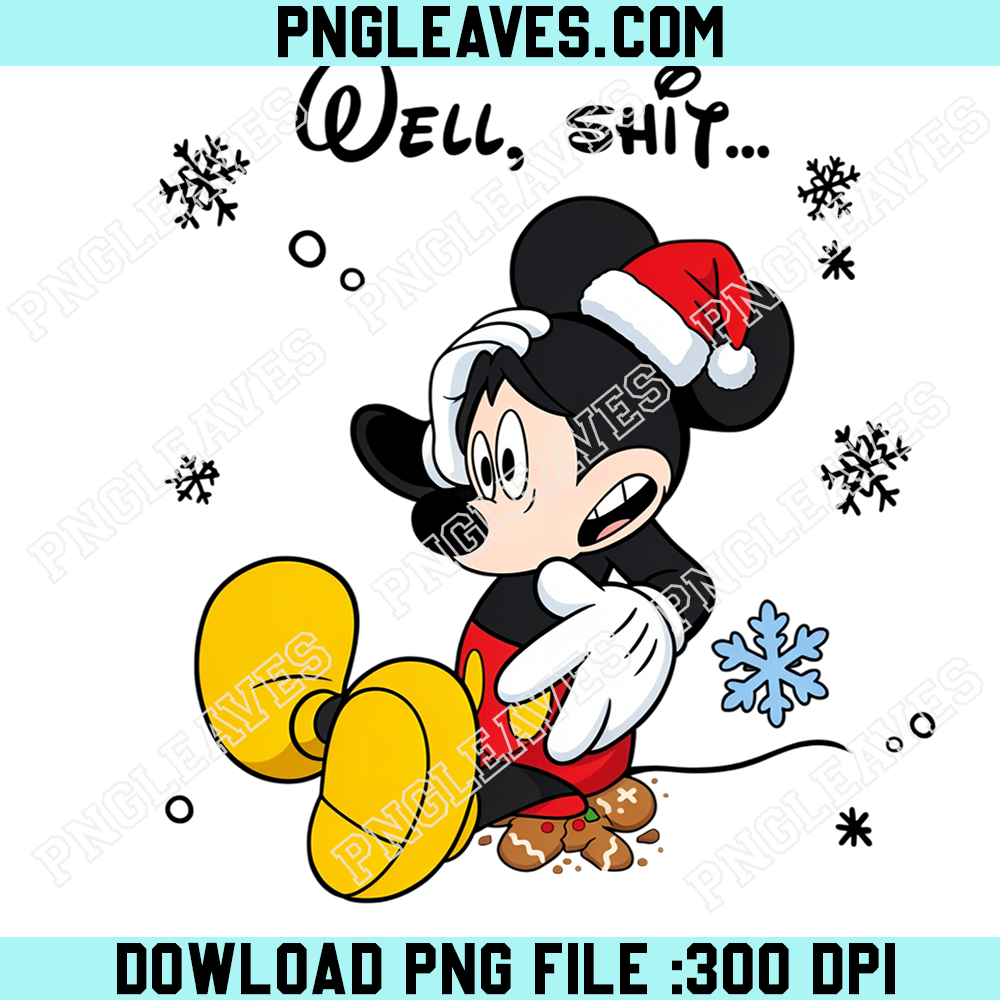 Mickey Mouse Christmas Cookie Mishap PNG, Funny Santa Mickey Holiday PNG