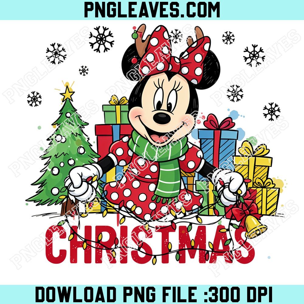 Minnie Mouse Christmas Polka Dot PNG, Cute Holiday Bow and Gift Boxes Graphic
