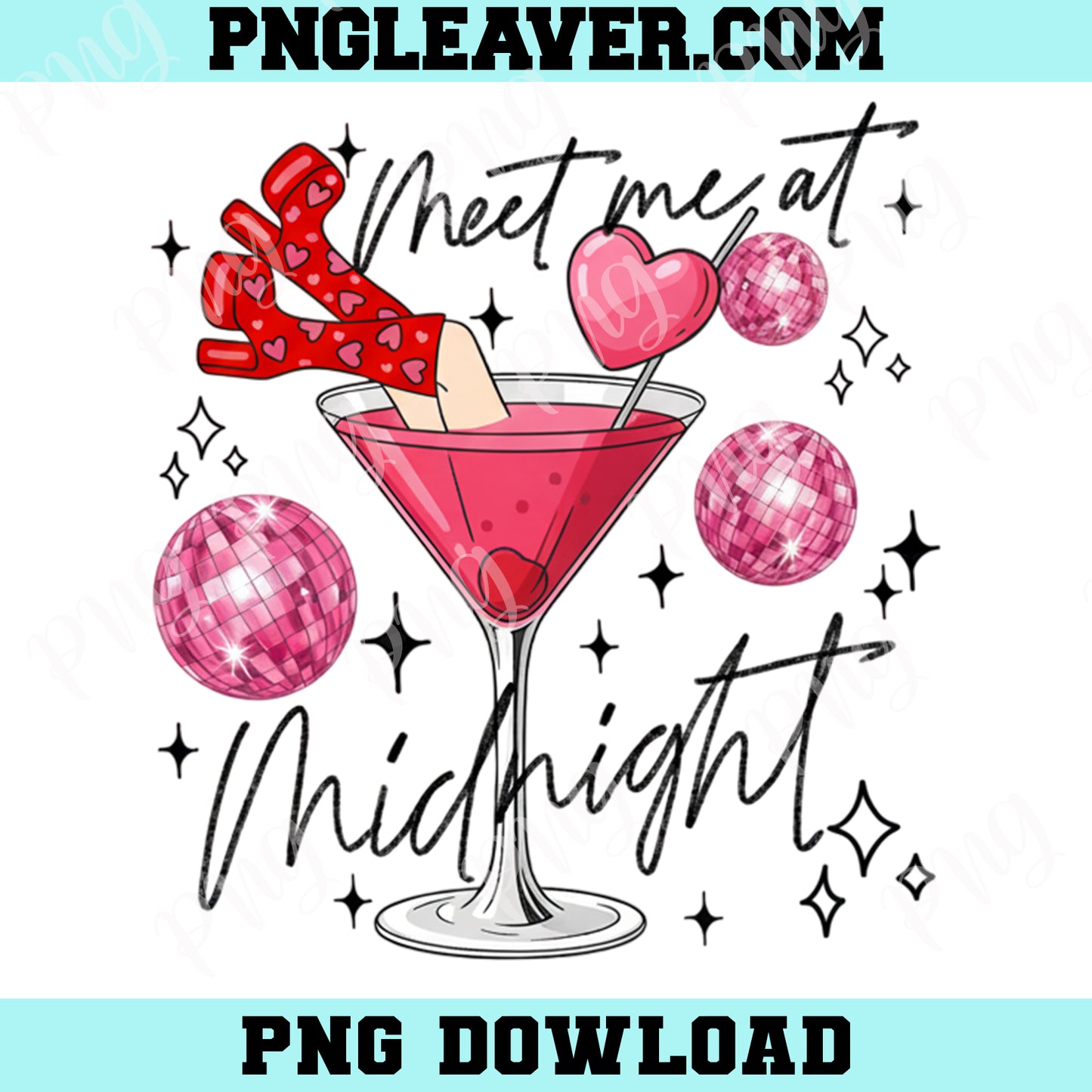 New Year Design Meet Me at Midnight Cocktail PNG, Happy New Year Tee Png