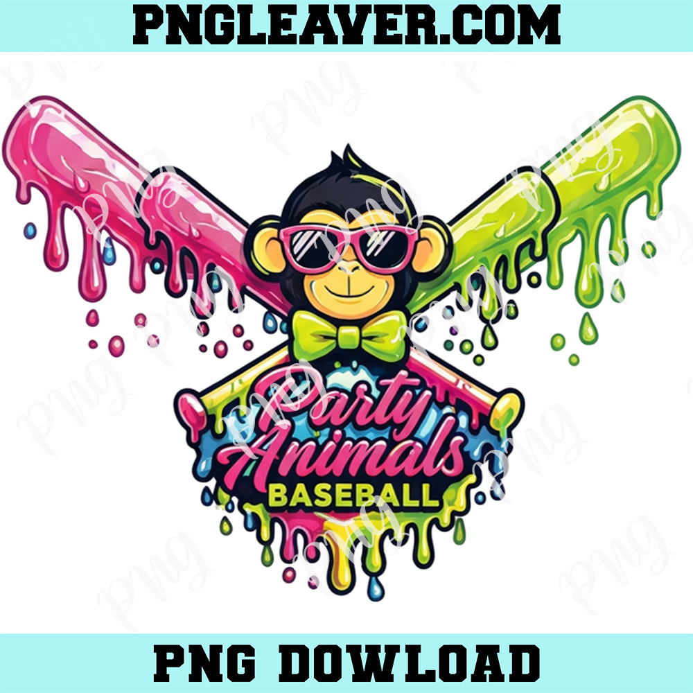 Monkey Baseball Melt Png, Party Animals Baseball Funny Monkey Png