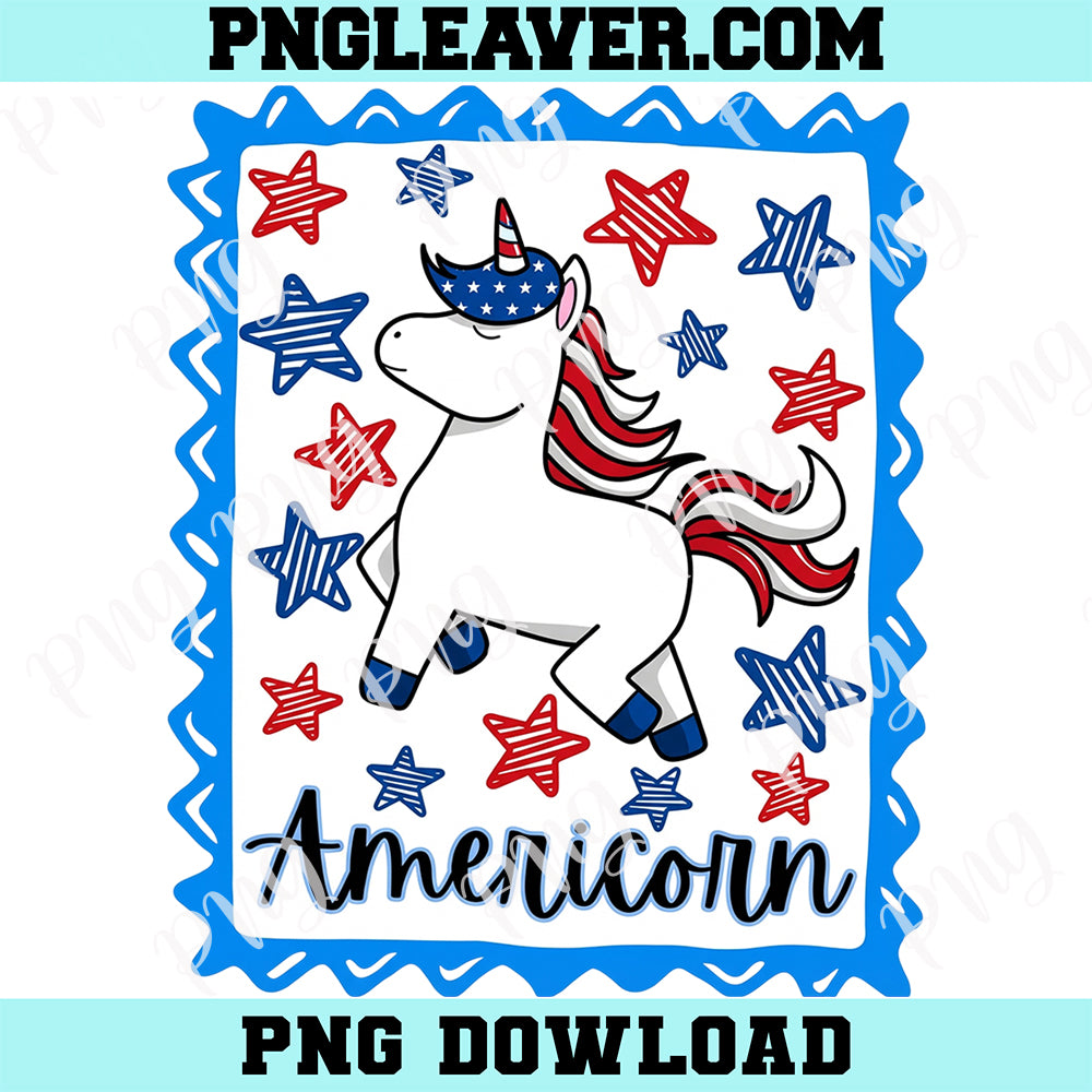 Patriotic Unicorn 4th of July Png, Red White Blue Unicorn Png, Girl July 4th Png