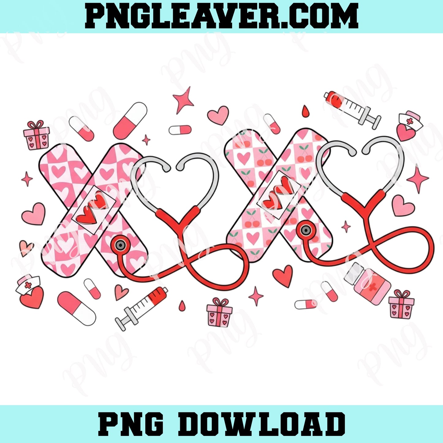 Pink Valentine Nurse Xo Xo Png, XOXO Stethoscope Heart Png, Nurse Valentine XOXO Nurse Png