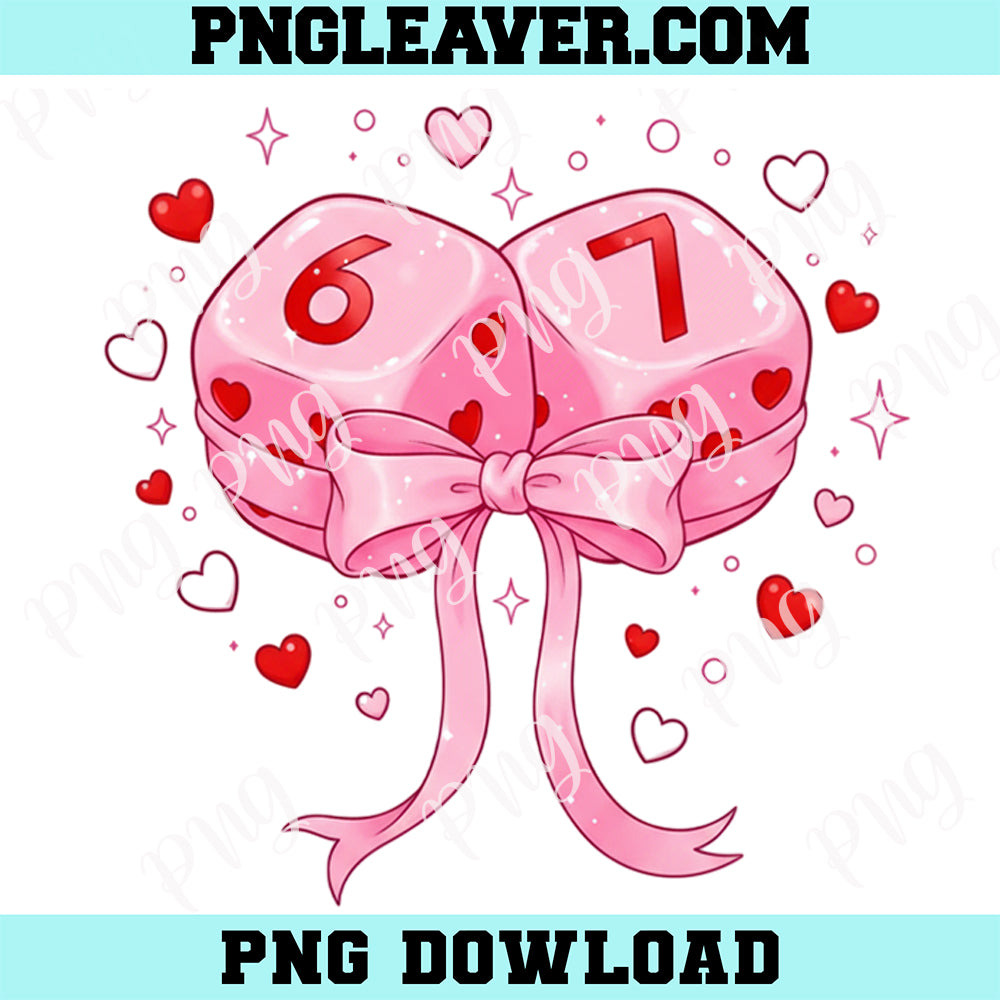 Playing Cards Valentine 6 7 PNG Preppy Six Seven Valentine PNG, Dice 6 7 Clipart Funny Coquette Valentine Png