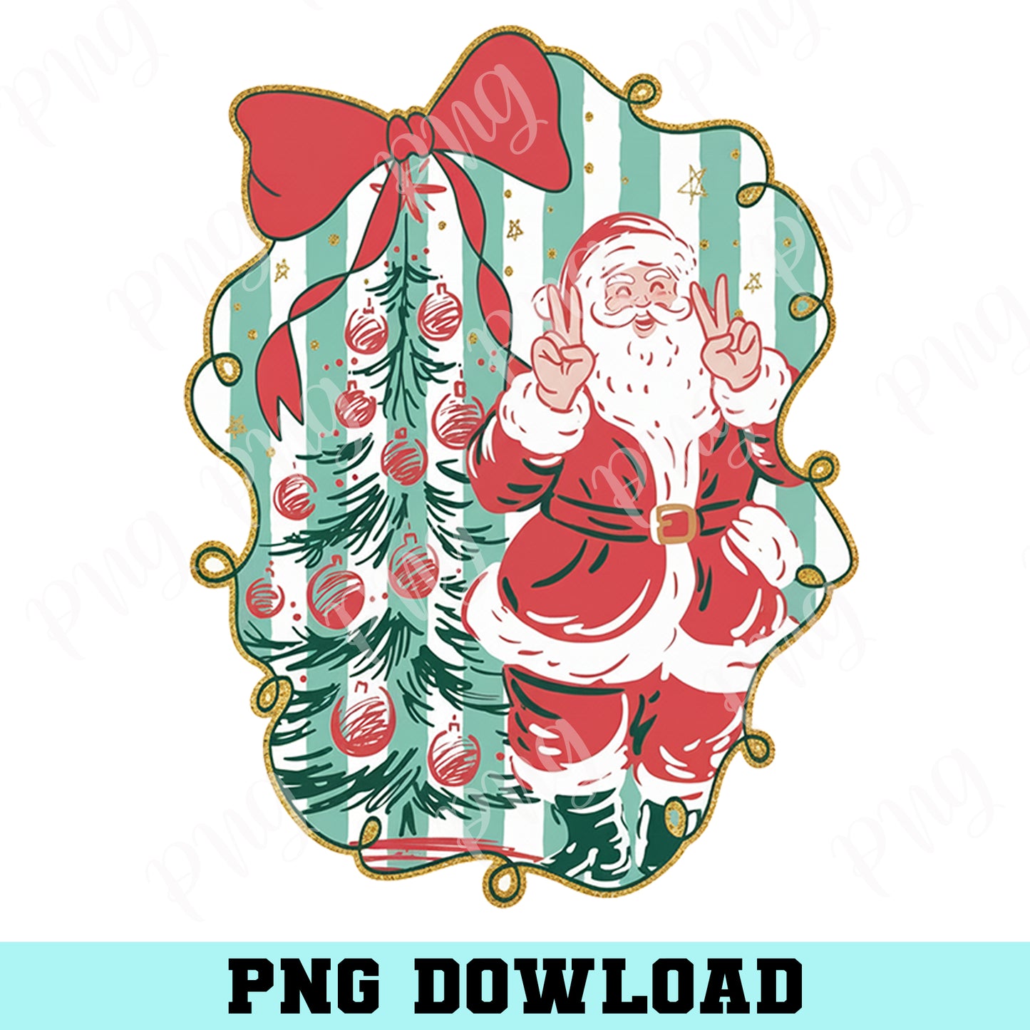 Preppy Santa Png, Retro Christmas Png, Christmas Tree Png, Christmas Bow Png, Coquette Christmas Png