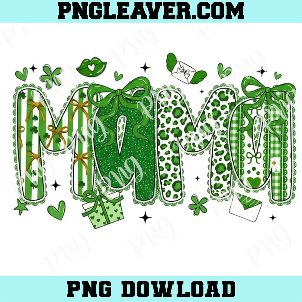 Preppy St Patrick's Mama PNG, Retro Mama Clover Shirt Design Png, St. Patty's Png