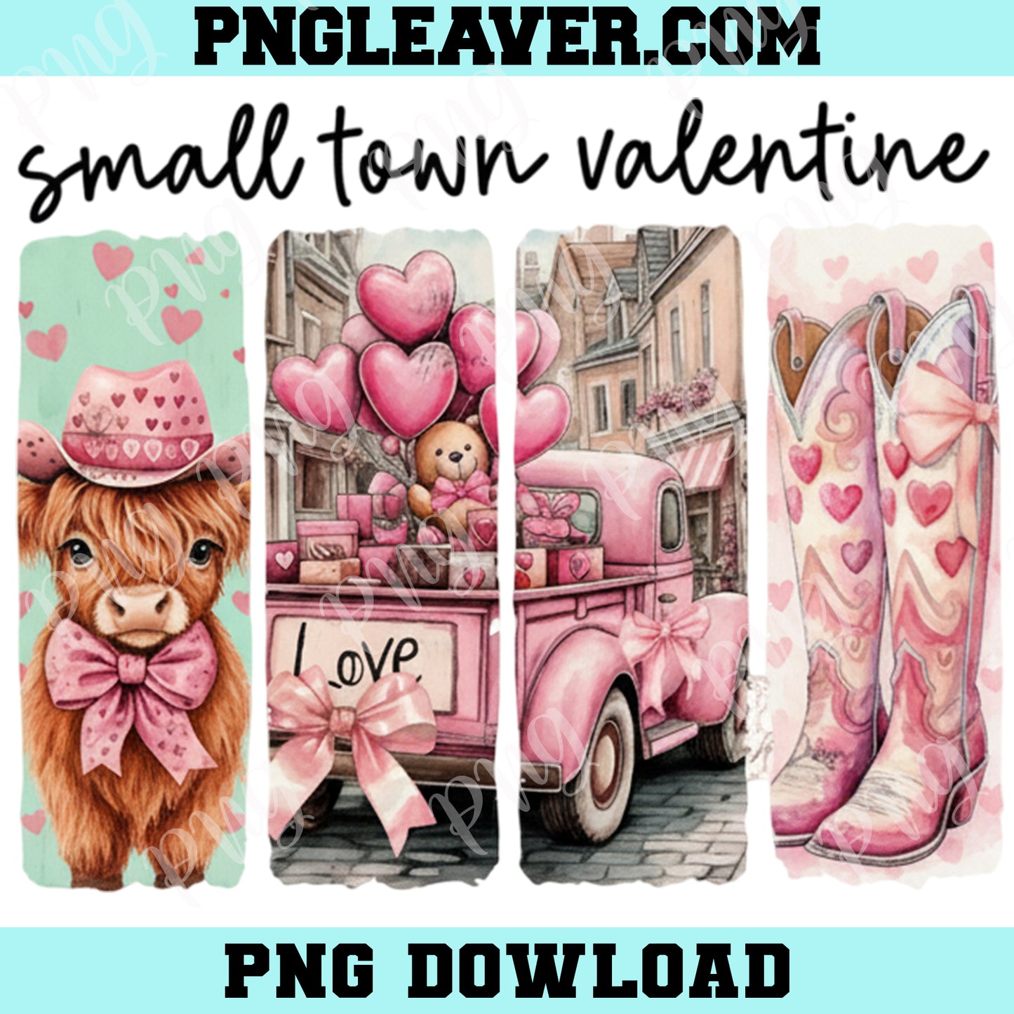 Retro Small Town Valentines Png, Western Valentines Pink Png, Valentine's Day Retro Png