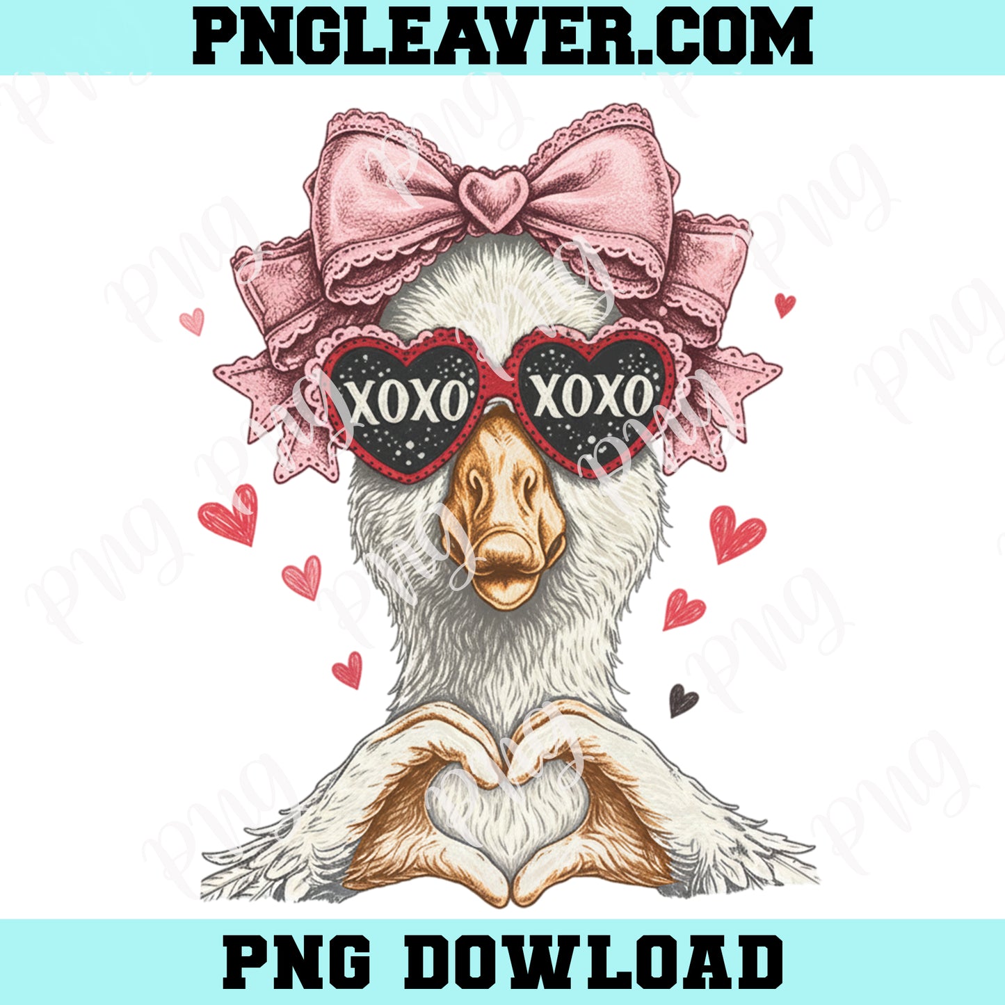 Goose Xo Xo Heart Png, Hand drawn Love Goose Png, Valentine Love shirt Png