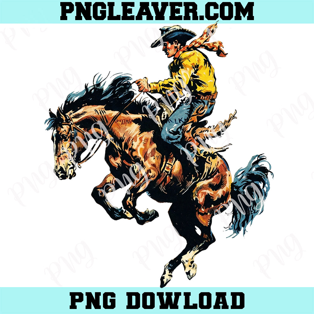 Rodeo Cowboy Bucking Horse Western Vintage Png, Retro Cowgirl Retro Png