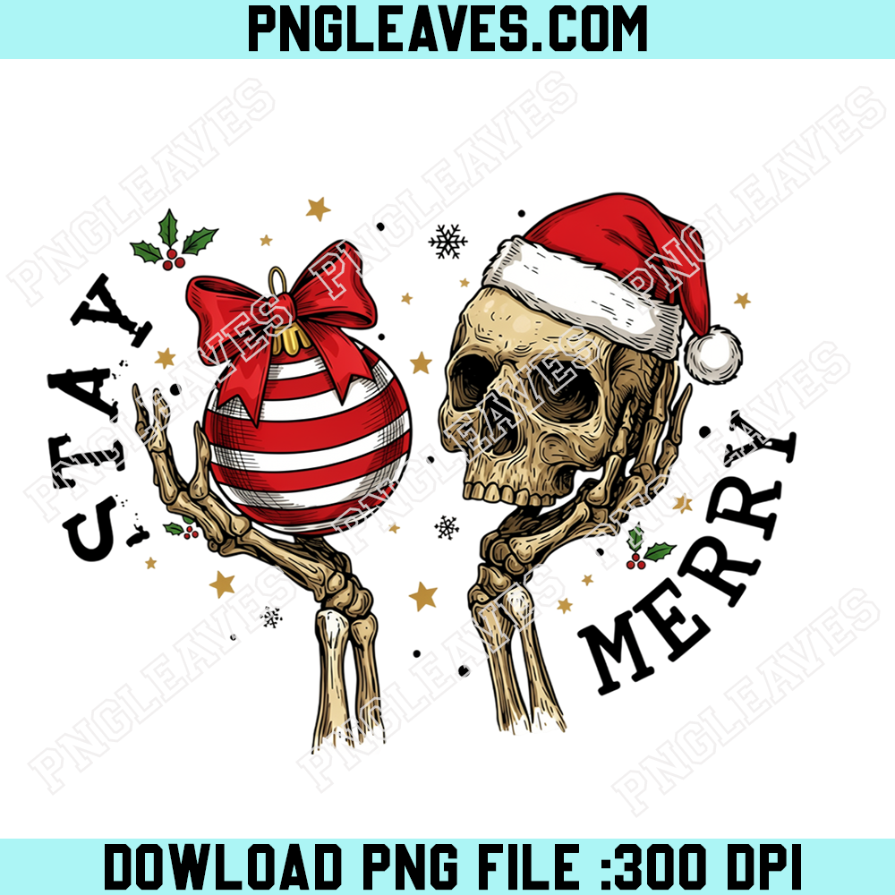 Santa Skeleton Holding Christmas Ornament PNG, Spooky Gothic Christmas Skull Holiday Graphic