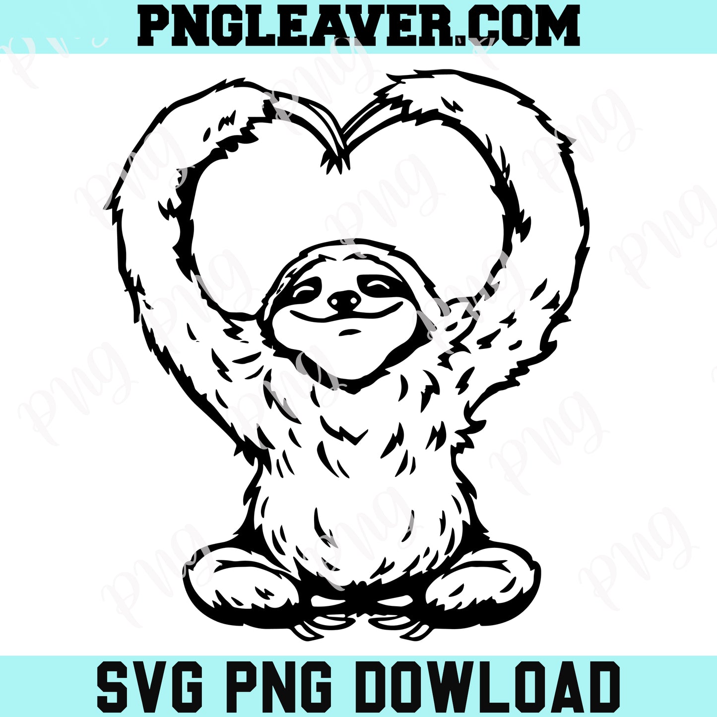 Sloth Valentine Svg Png, Sloth Hands Heart Svg, Sloth Making Heart Arms Svg