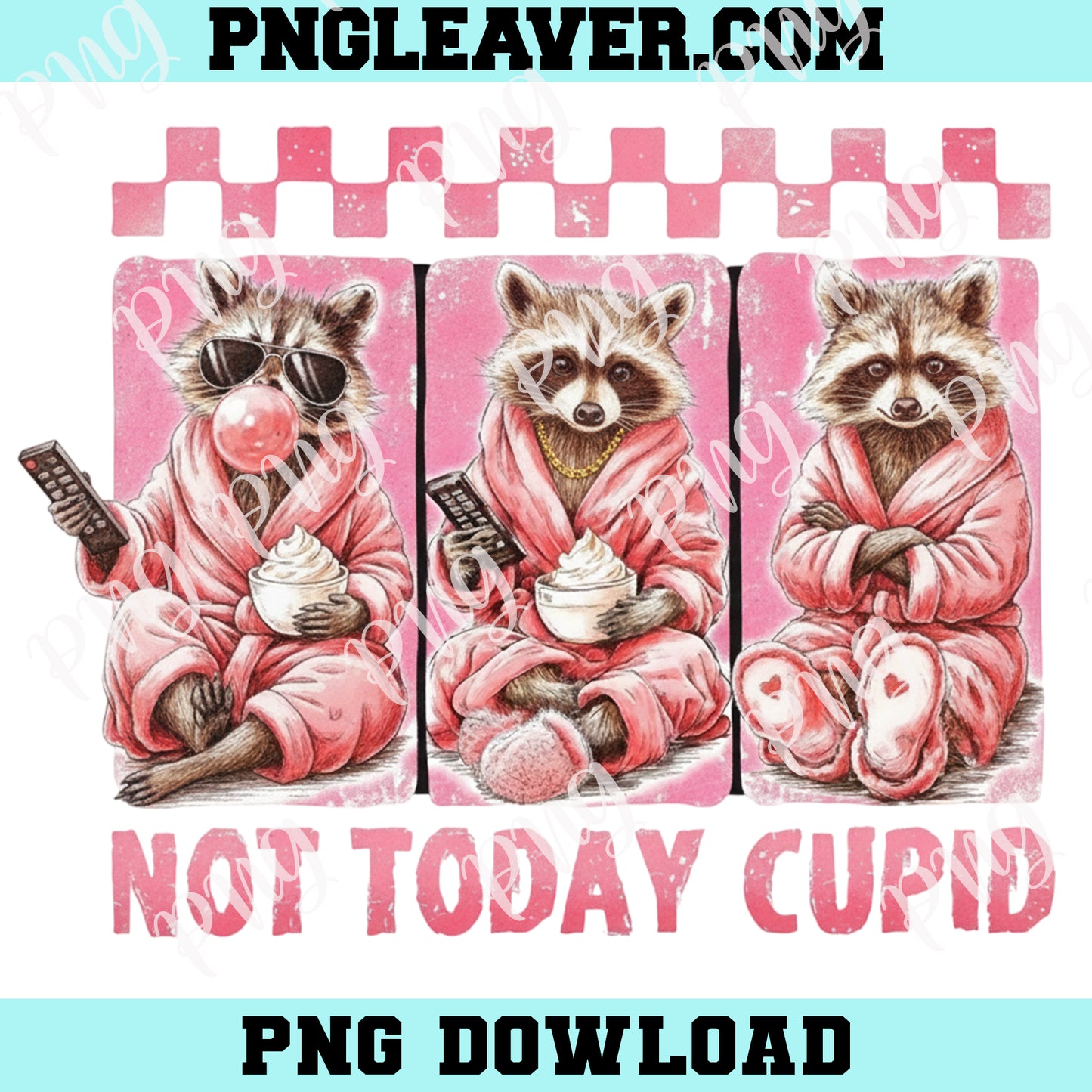 Snarky Raccoon Valentine's Day Png, Not Today Cupid PNG, Sarcastic Valentines Day Png, Sassy Humor Vday Png